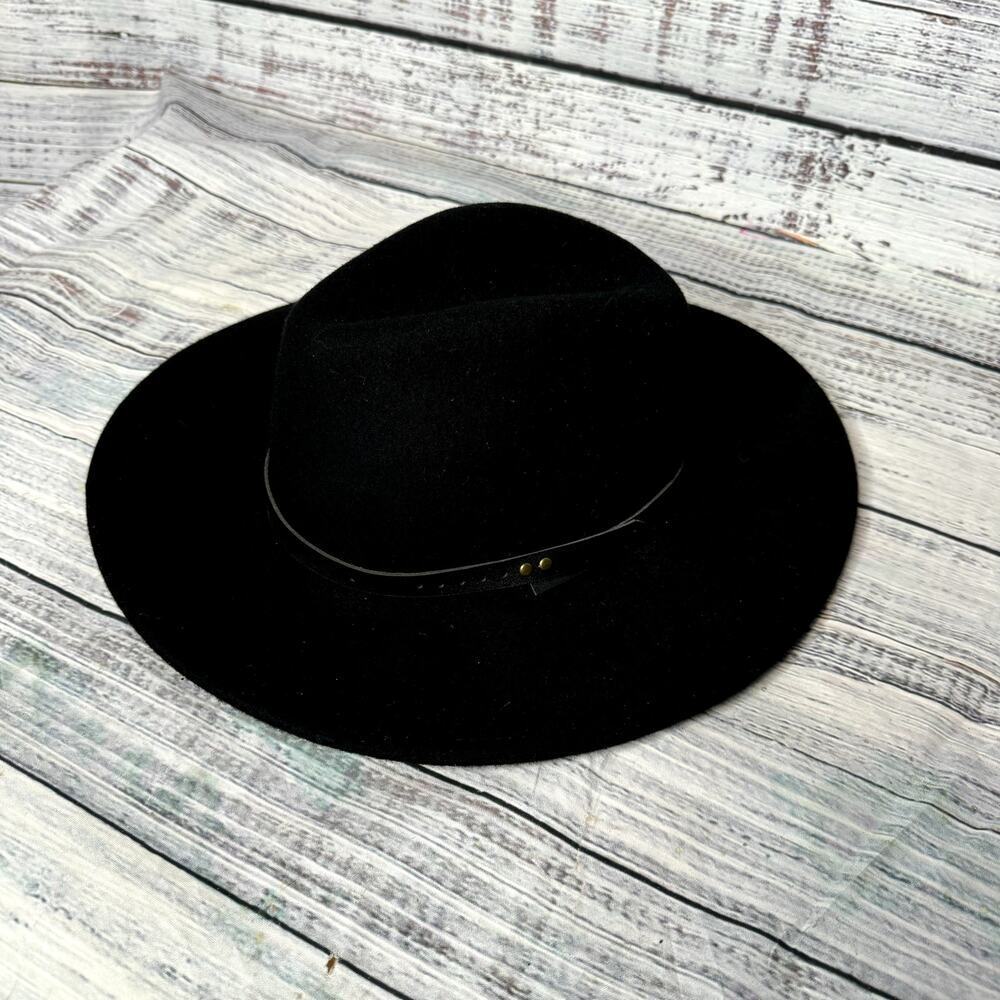 Chicos 100% Wool Hat with leather Band Black OS - Picture 1 of 3
